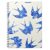 Blue Waterverf Swallow Bird Pattern Notitieboek (Voorkant)