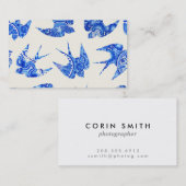 Blue Waterverf Swallow Bird Pattern Visitekaartje (Voorkant / Achterkant)