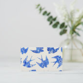 Blue Waterverf Swallow Bird Pattern Visitekaartje (Staand voorkant)