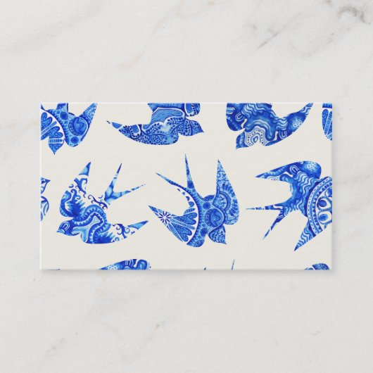 Blue Waterverf Swallow Bird Pattern Visitekaartje (Voorkant)