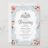  Blue Waterverf Tea Party Baby shower Kaart (Voorkant)