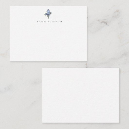 Blue Waterverf Thistle Cadeaubehuizing Kaart Notitiekaartje (Voorkant / Achterkant)