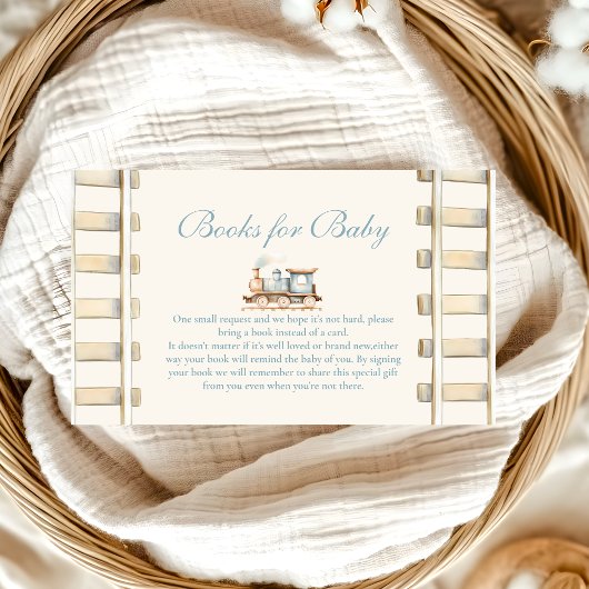 Blue Waterverf Train Baby shower Boeken voor Baby Informatiekaartje