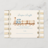 Blue Waterverf Train Baby shower Diapper Raffle Informatiekaartje (Voorkant)