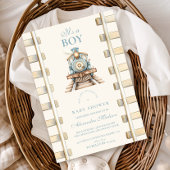 Blue Waterverf Train Baby shower Kaart