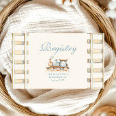 Blue Waterverf Train Baby shower Registry Informatiekaartje