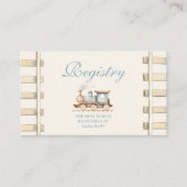 Blue Waterverf Train Baby shower Registry Informatiekaartje (Voorkant)