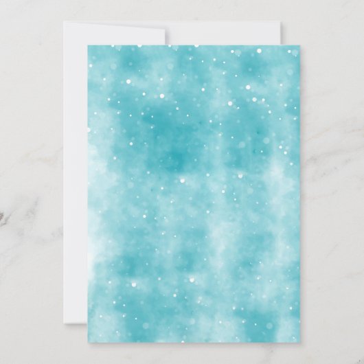 Blue Waterverf Tree Christmas Party Uitnodiging (Achterkant)