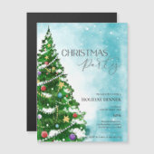 Blue Waterverf Tree Christmas Party Uitnodiging (Voorkant / Achterkant)