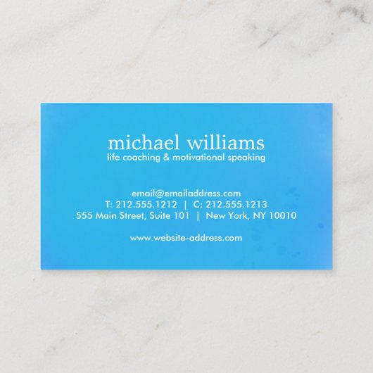 Blue Waterverf Tree Life Coach, Raadgevers Visitekaartje (Achterkant)