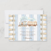 Blue Waterverf trein 1e verjaardag Bedankkaart (Voorkant)