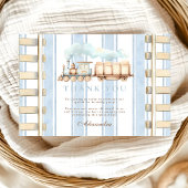 Blue Waterverf trein 1e verjaardag Bedankkaart