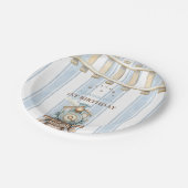 Blue Waterverf trein 1e verjaardag Papieren Bordje (Gekanteld)