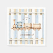 Blue Waterverf trein 1e verjaardag Servet (Voorkant)