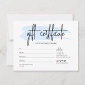 Blue Waterverf Trendy Business Cadeaubon Kaart (Voorkant)