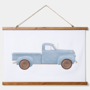 Blue Waterverf Truck Poster Hangend Wandkleed