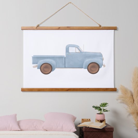 Blue Waterverf  Truck Poster Hangend Wandkleed (Slaapkamer)
