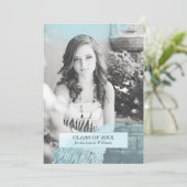 Blue Waterverf Uitnodigingen voor afstuderen (Staand voorkant)