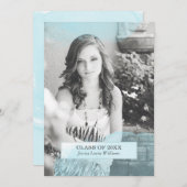 Blue Waterverf Uitnodigingen voor afstuderen (Voorkant / Achterkant)