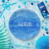 Blue waterverf upsherin bord (Feest)