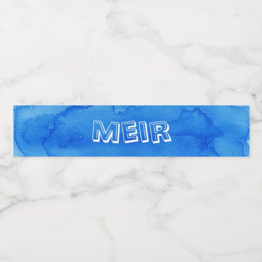 Blue waterverf upsherin water flesetiket waterfles etiket (Enkel label)