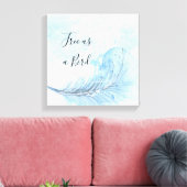 Blue waterverf veer custo Gratis als vogelquote Canvas Afdruk (Insitu (Woonkamer))