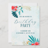 Blue Waterverf Verjaardagsfeestuitnodiging Kaart (Voorkant)