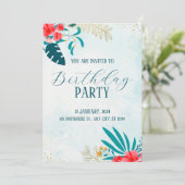 Blue Waterverf Verjaardagsfeestuitnodiging Kaart (Staand voorkant)