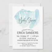 Blue Waterverf Virtual Baby shower Invitation Kaart (Voorkant)