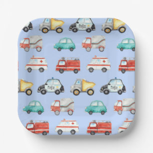 Blue Waterverf Voertuigen / Auto's Papieren Bordje