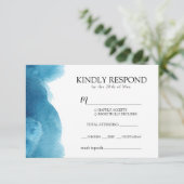 Blue Waterverf wash Invitation RSVP (Staand voorkant)