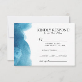 Blue Waterverf wash Invitation RSVP Kaartje