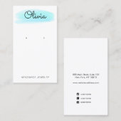 Blue Waterverf Wash Script Earning Display Visitekaartje (Voorkant / Achterkant)