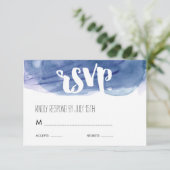 Blue Waterverf Wash Wedding RSVP Response Kaartje (Staand voorkant)