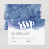 Blue Waterverf Wash Wedding RSVP Response Kaartje (Voorkant / Achterkant)