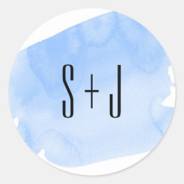 Blue Waterverf Wash Wedding Sticker