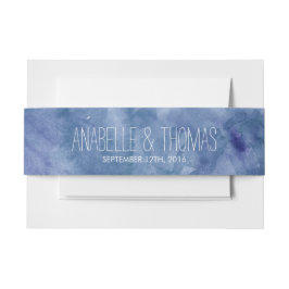 Blue Waterverf Wash Wedding Uitnodigingen Wikkel