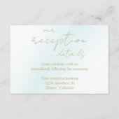 Blue Waterverf Wave bruiloft receptie Informatiekaartje (Voorkant)