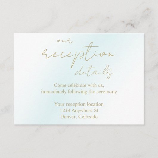 Blue Waterverf Wave bruiloft receptie Informatiekaartje (Voorkant)