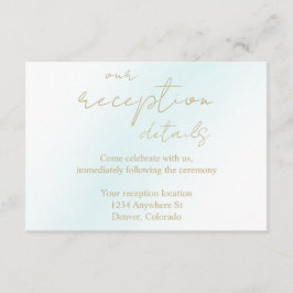 Blue Waterverf Wave bruiloft receptie Informatiekaartje