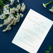 Blue Waterverf Wave bruiloft receptie Informatiekaartje