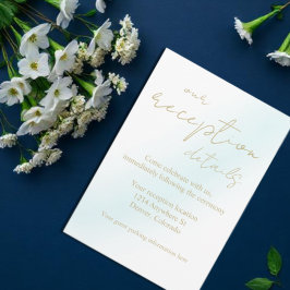 Blue Waterverf Wave bruiloft receptie Informatiekaartje