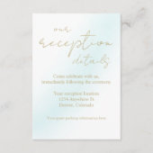 Blue Waterverf Wave bruiloft receptie Informatiekaartje (Voorkant)