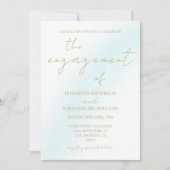 Blue Waterverf Wave Engagement Party Kaart (Voorkant)