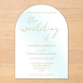 Blue Waterverf Wave Wedding Acryl Uitnodigingen (Voorkant)