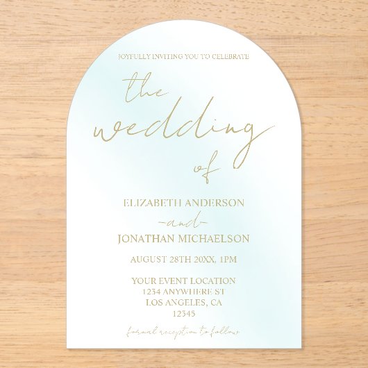 Blue Waterverf Wave Wedding Acryl Uitnodigingen (Voorkant)