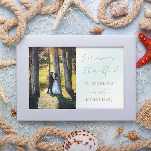 Blue Waterverf Wave Wedding Bedankkaart