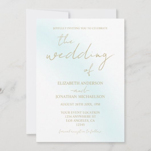 Blue Waterverf Wave Wedding Kaart (Voorkant)