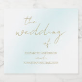 Blue Waterverf Wave Wedding Likeurfles Etiket (Enkel label)