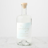 Blue Waterverf Wave Wedding Likeurfles Etiket (Voorkant)